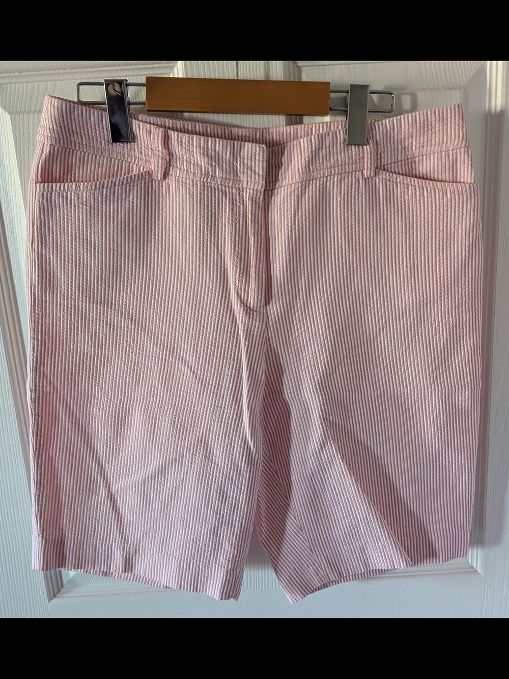 Talbots Pink Seersucker Bermuda Shorts